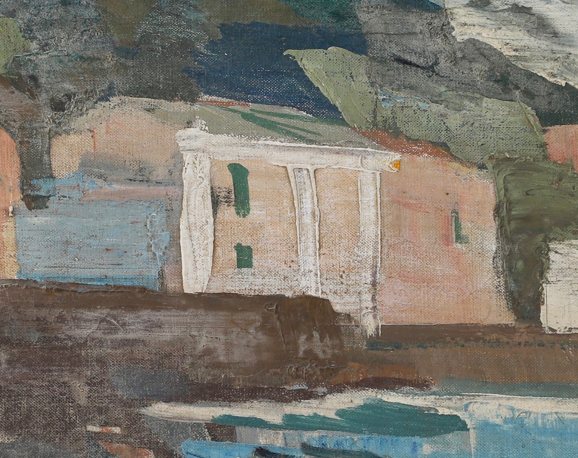 Vintage Art Mid Century Coastal Oil Painting from Sweden