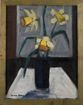 Load image into Gallery viewer, Vintage Art Still Life of Daffodils Original Oil Painting From Sweden