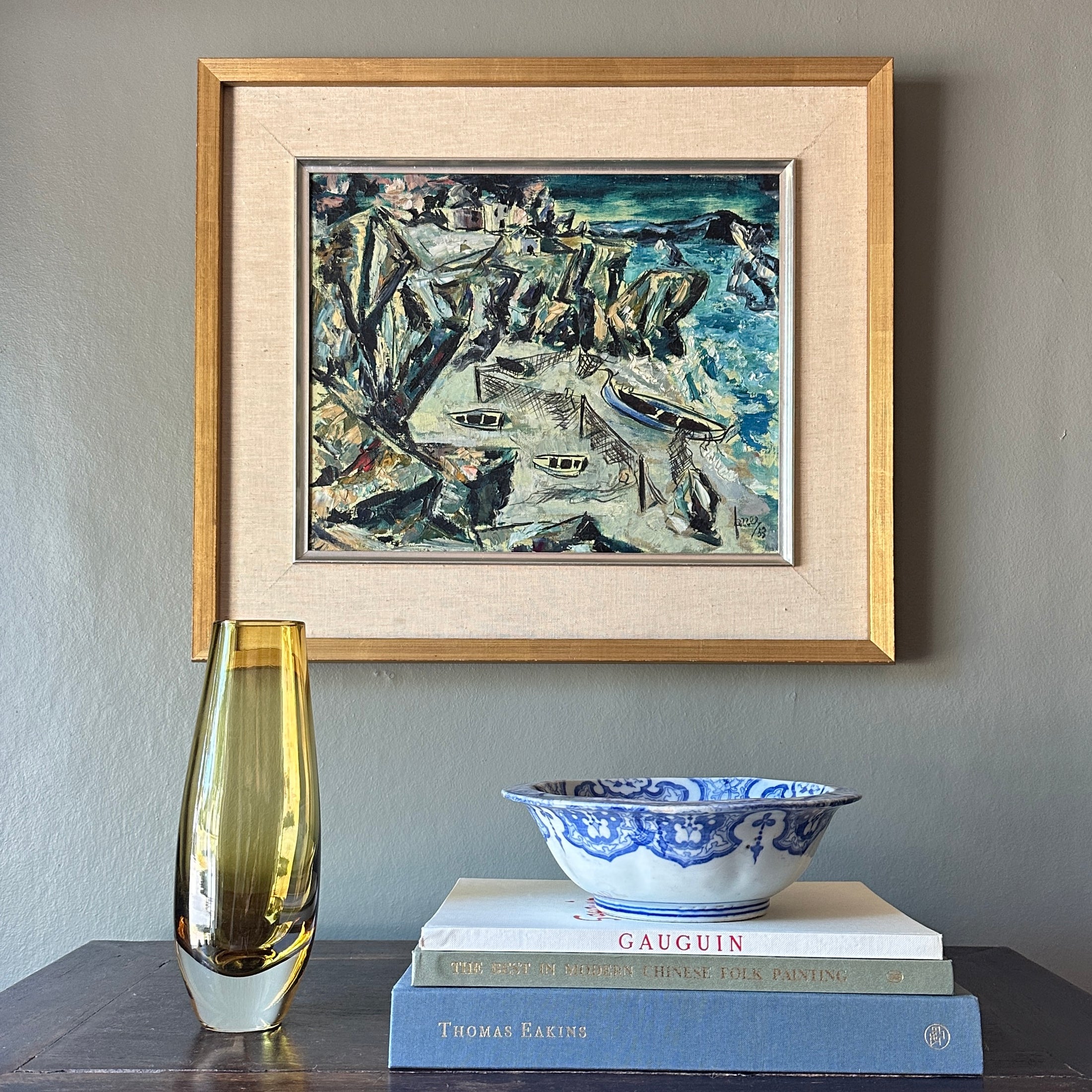 Mid Century Coastal Oil Painting From Sweden 1953