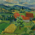 Load image into Gallery viewer, Original Mid Century Landscape Oil Painting from Sweden 1956