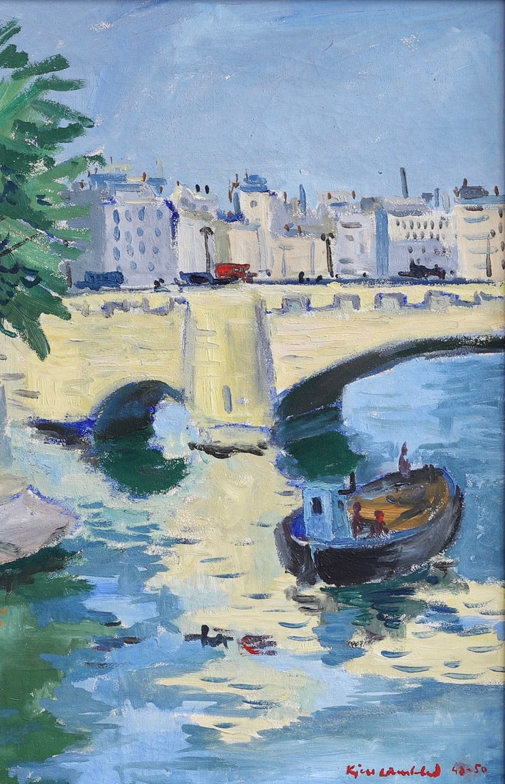 Mid Century vintage Original Parisian Oil Painting of Paris