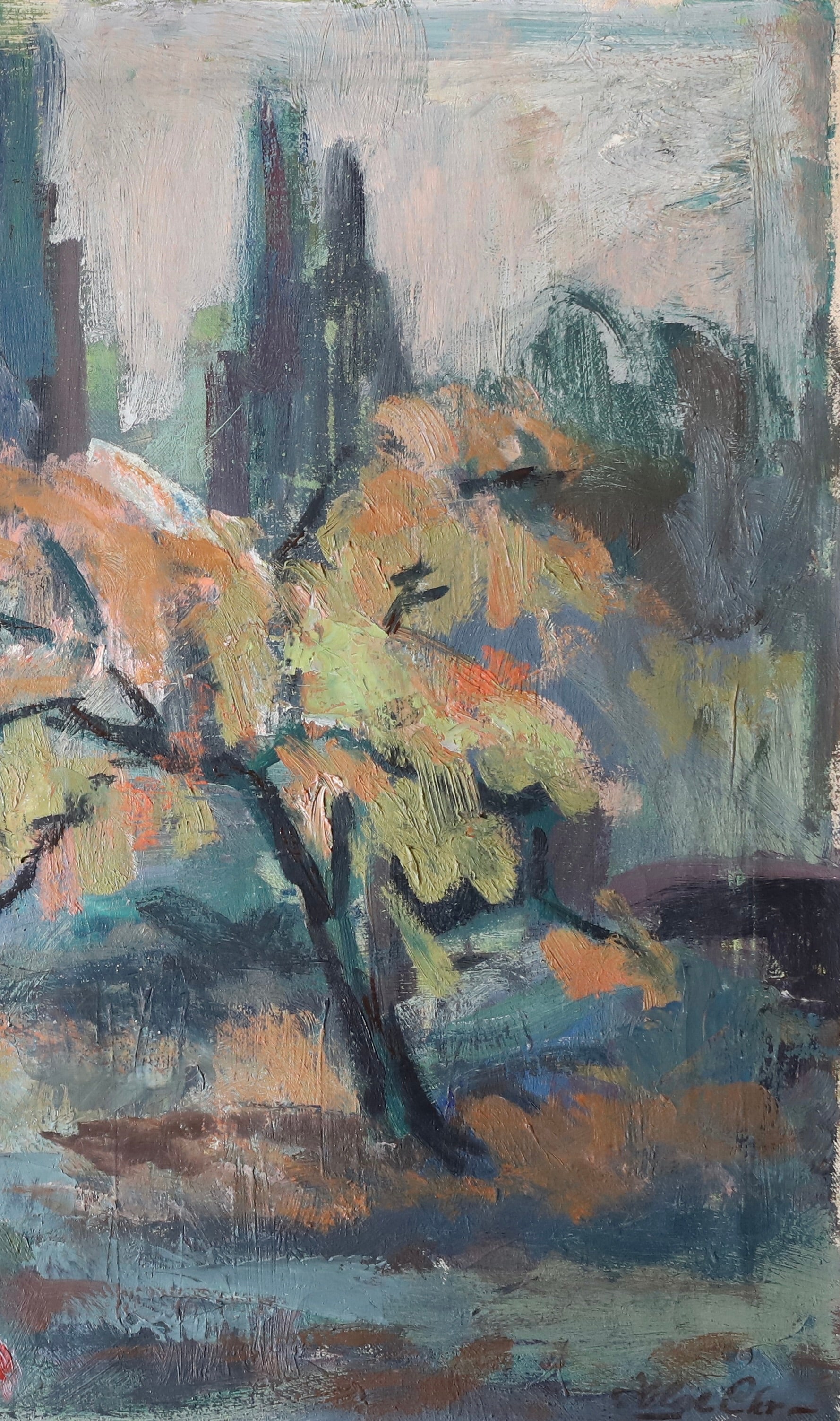 Mid Century Chicken Oil Painting From Sweden