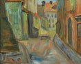 Load image into Gallery viewer, Mid Century Original Cityscape Oil Painting From Sweden 1965