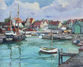 Load image into Gallery viewer, Original Vintage Art Harbor Oil Painting From Sweden