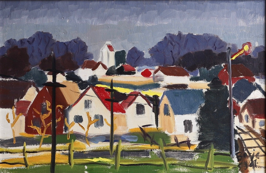 Original Vintage Mid Century Landscape Oil Painting 1959