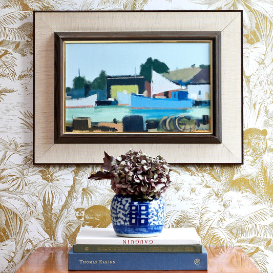 Vintage Art Room Mid Century Original Oil Painting from Sweden