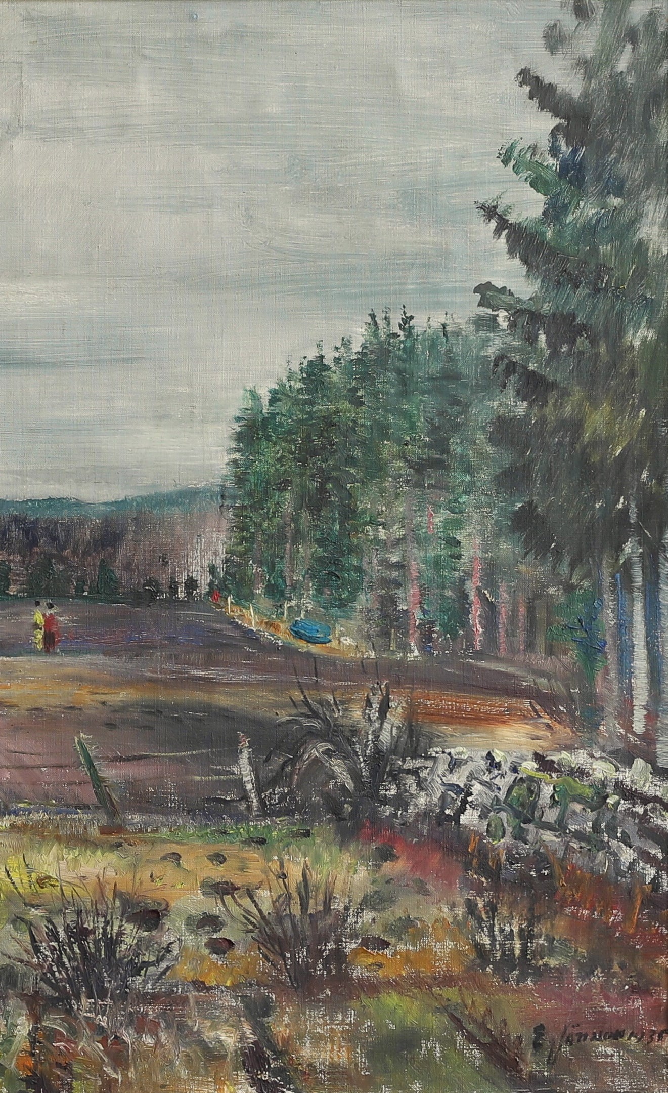 Original Vintage Farmhouse Oil Painting from Sweden 1935