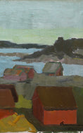 Load image into Gallery viewer, Original Coastal Oil Painting Vintage Mid Century From Sweden
