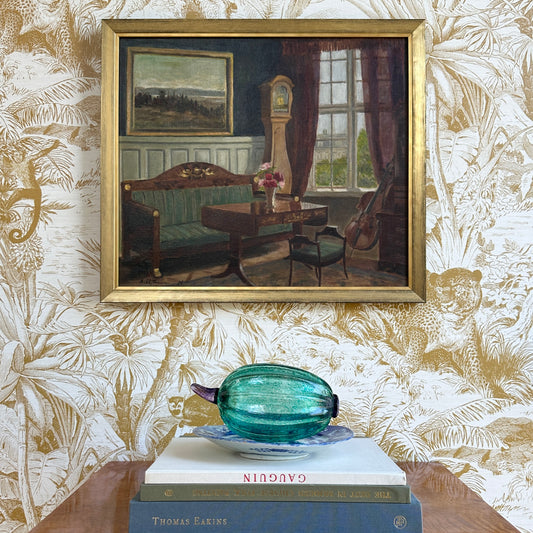 Vintage Art Room Original Interior Oil Painting from Sweden