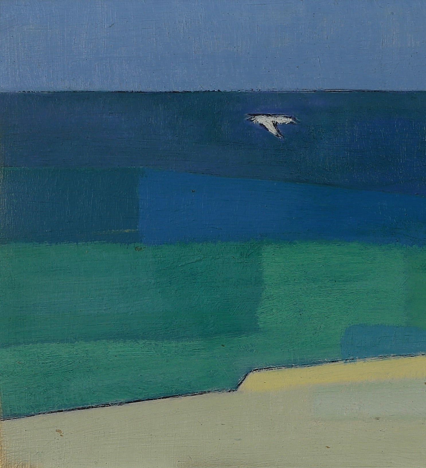 Mid Century Art Coastal Oil Painting from Sweden 1952