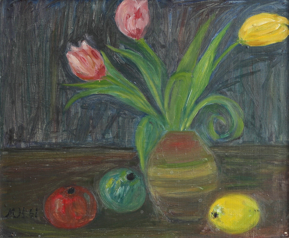 Vintage Art Room 1960's Still Life Oil Painting from Sweden