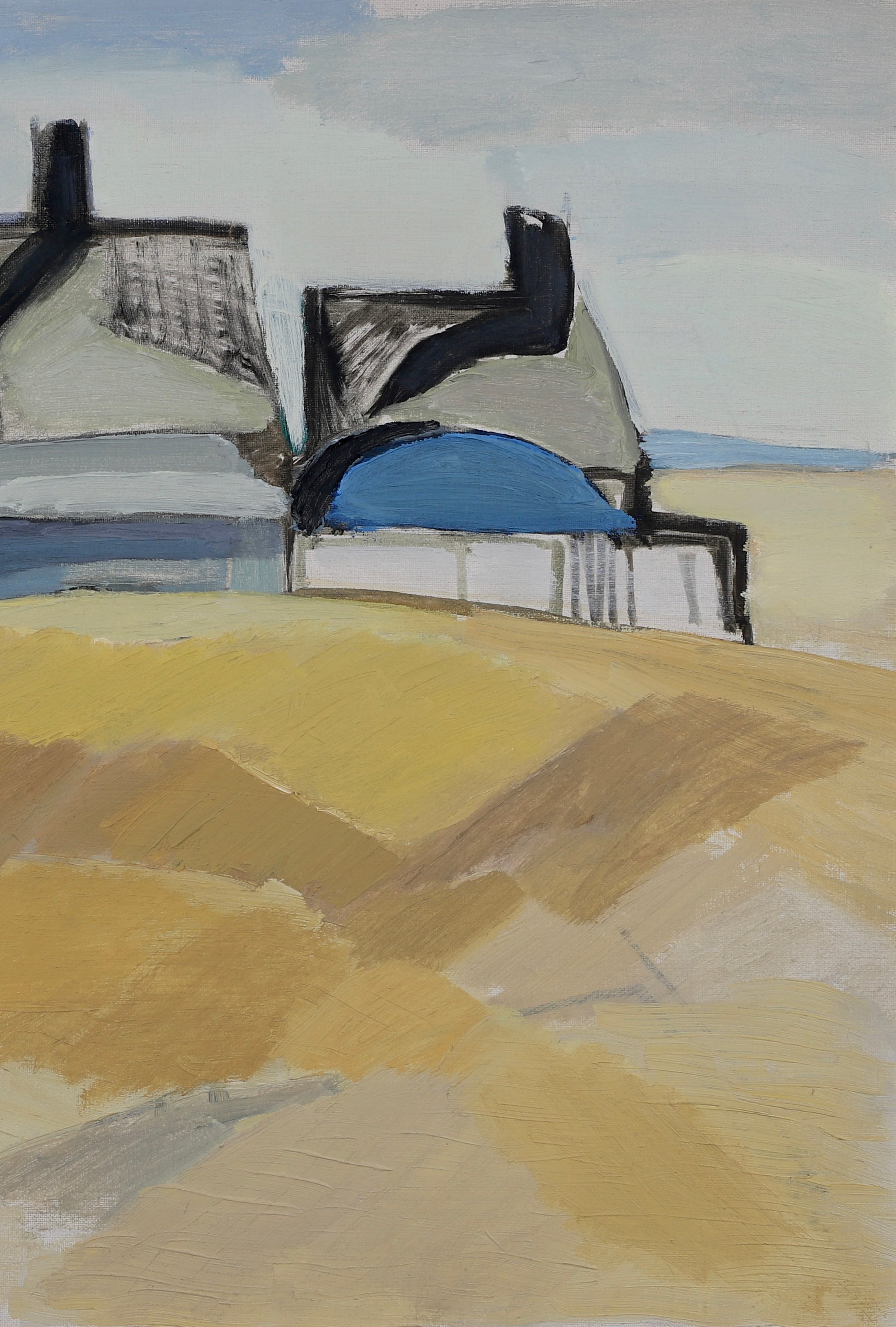 Vintage Art Mid Century Coastal Oil Painting from Sweden