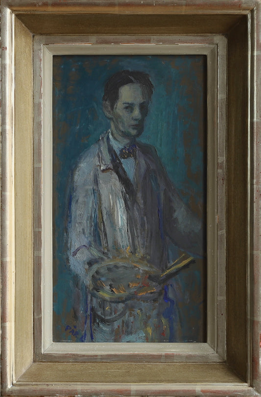 Vintage Art Room Mid Century Artist Self Portrait from Sweden