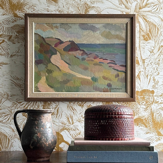 Mid Century Coastal Oil Painting Sweden E Andersson