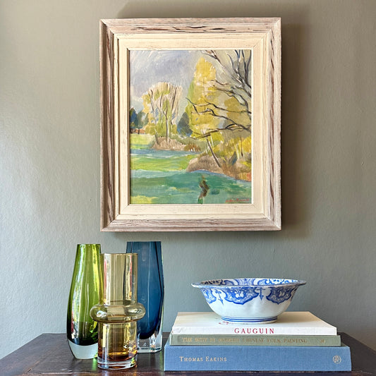 Colorful Swedish Vintage Original Landscape Oil Painting