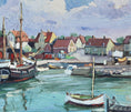 Load image into Gallery viewer, Original Vintage Art Harbor Oil Painting From Sweden