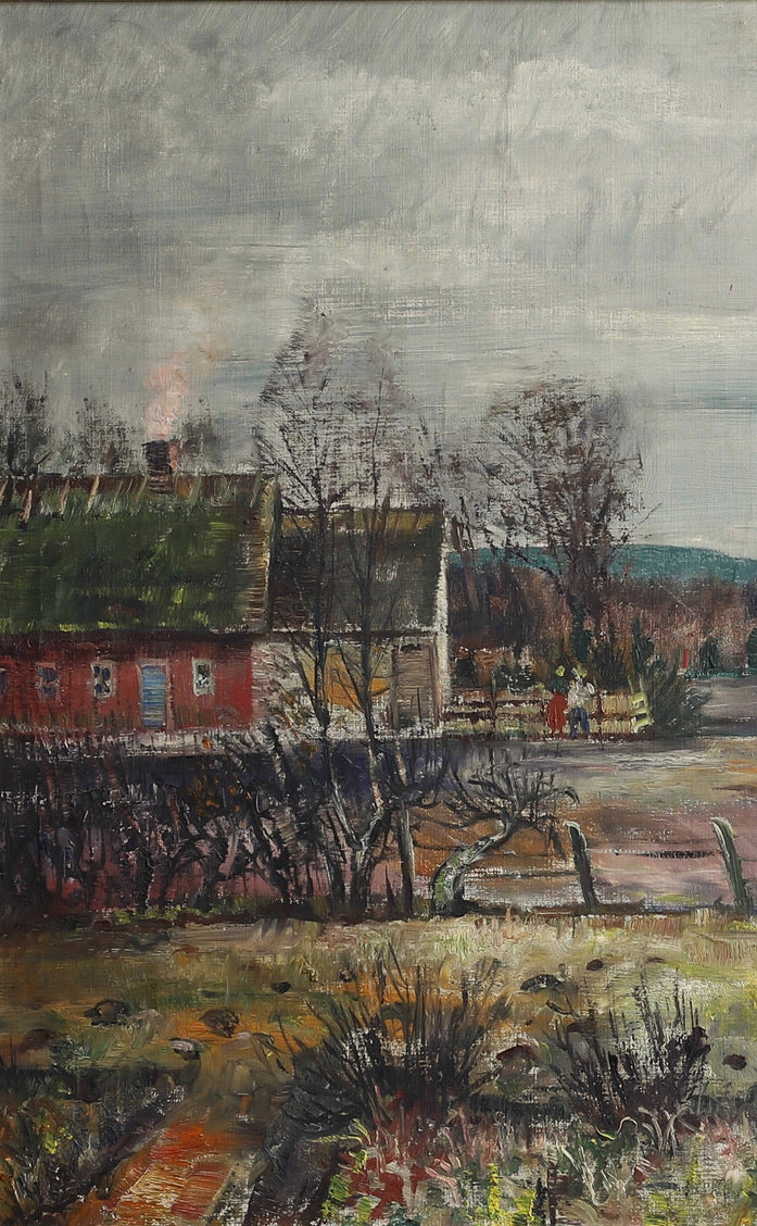 Original Vintage Farmhouse Oil Painting from Sweden 1935