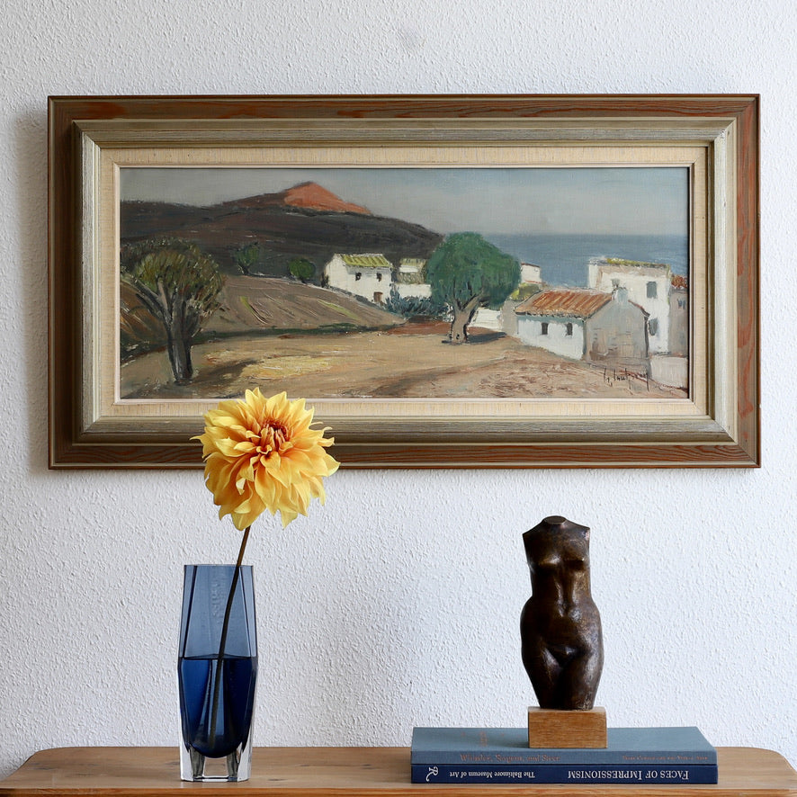 Vintage Art Room Original Landscape Oil Painting from Sweden