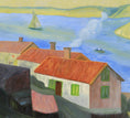 Load image into Gallery viewer, Mid Century Art Coastal Oil Painting from Sweden