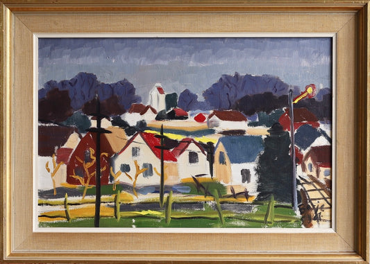 Original Vintage Mid Century Landscape Oil Painting 1959