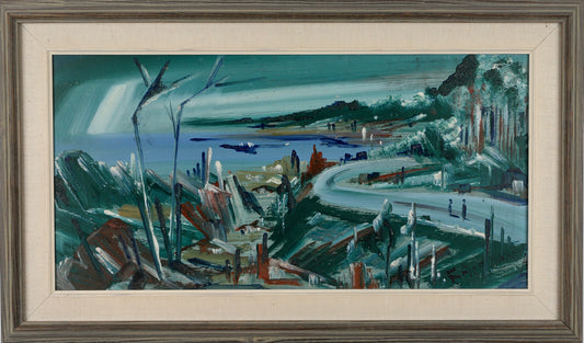 Vintage Coastal Painting from Sweden by E Isholt