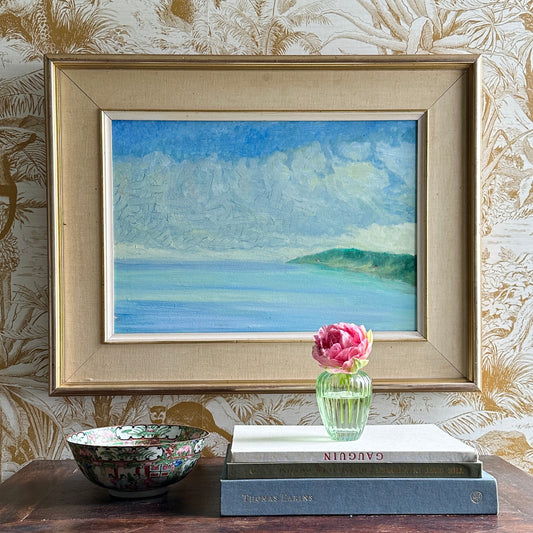 Mid Century Art Coastal Oil Painting from Sweden