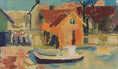 Load image into Gallery viewer, Mid Century Harbor Scene Original Vintage Oil Painting from Sweden