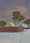 Load image into Gallery viewer, Mid Century Winterscape Oil Painting 1946