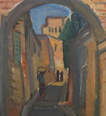 Load image into Gallery viewer, Mid Century Original Cityscape Oil Painting From Sweden
