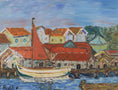 Load image into Gallery viewer, Mid Century Original Harbor Oil Painting From Sweden 1960