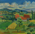 Load image into Gallery viewer, Original Mid Century Landscape Oil Painting from Sweden 1956