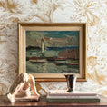 Load image into Gallery viewer, Original Vintage Art Oil Painting Of Harbor From Sweden 1949