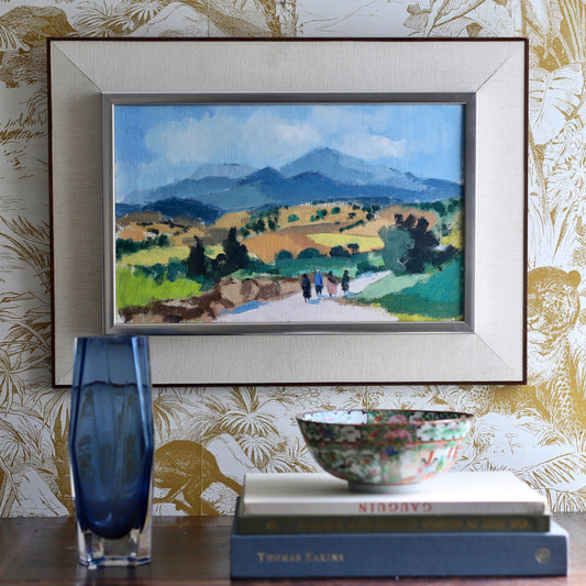 Vintage Art Room Mid Century Original Oil Painting from Sweden