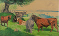 Load image into Gallery viewer, Vintage Art Room Original Painting of Cows From Sweden