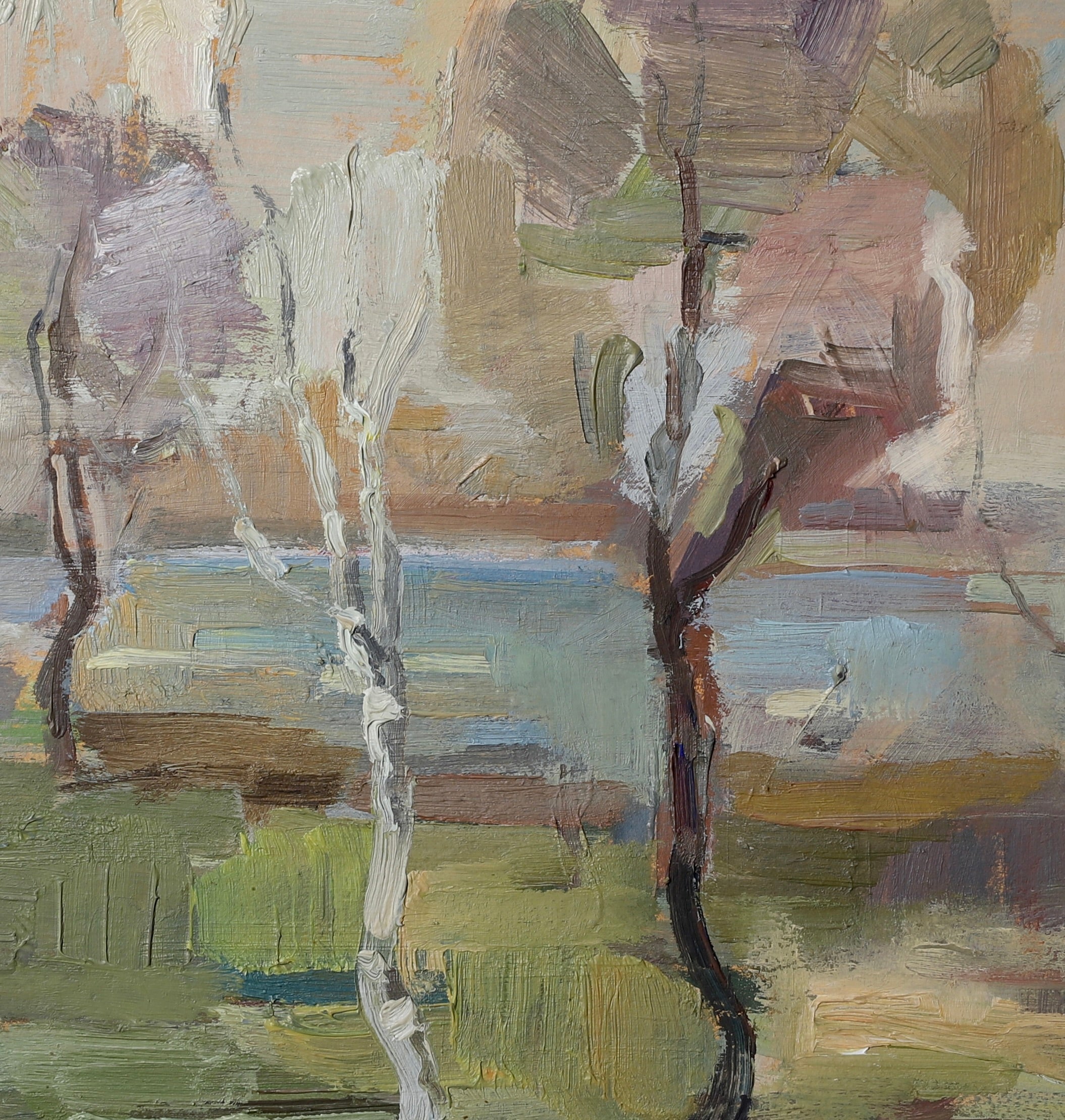 Mid Century Original Landscape Oil Painting From Sweden