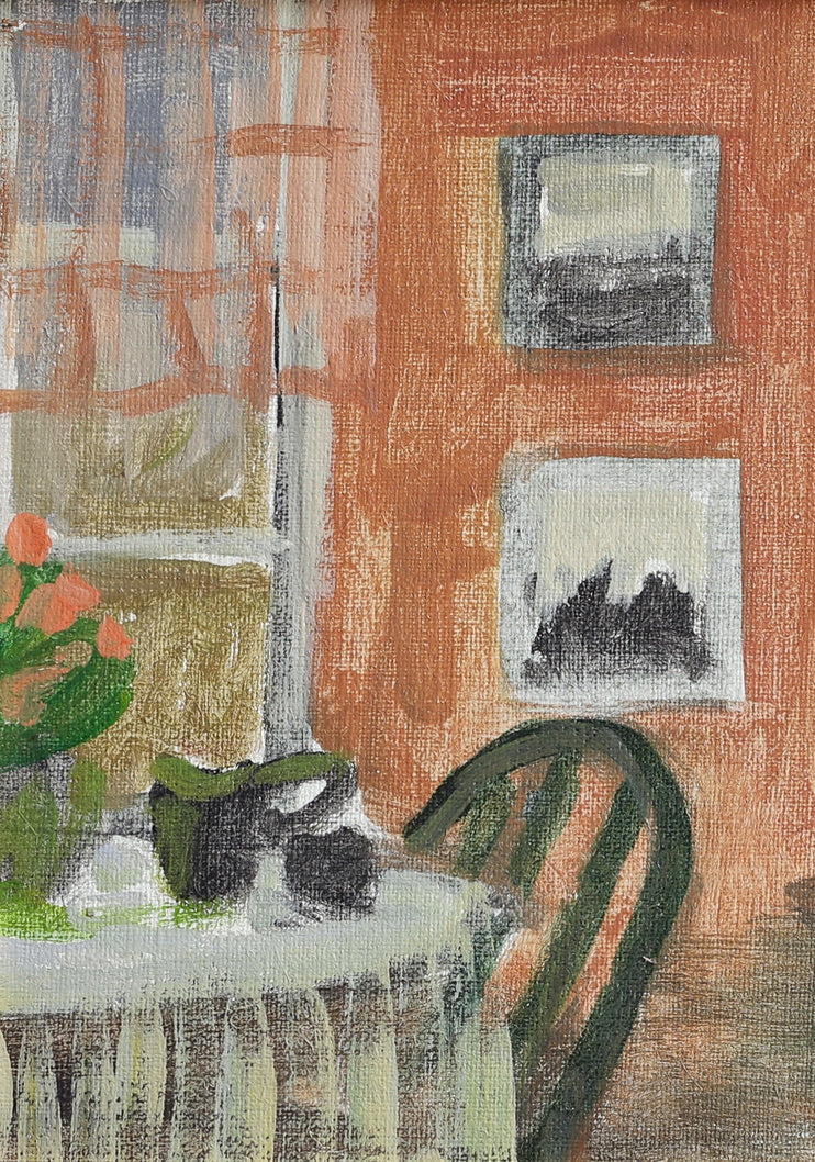 Vintage Mid Century Interior Oil Painting from Sweden