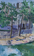 Load image into Gallery viewer, Mid Century vintage Original Parisian Oil Painting of Paris