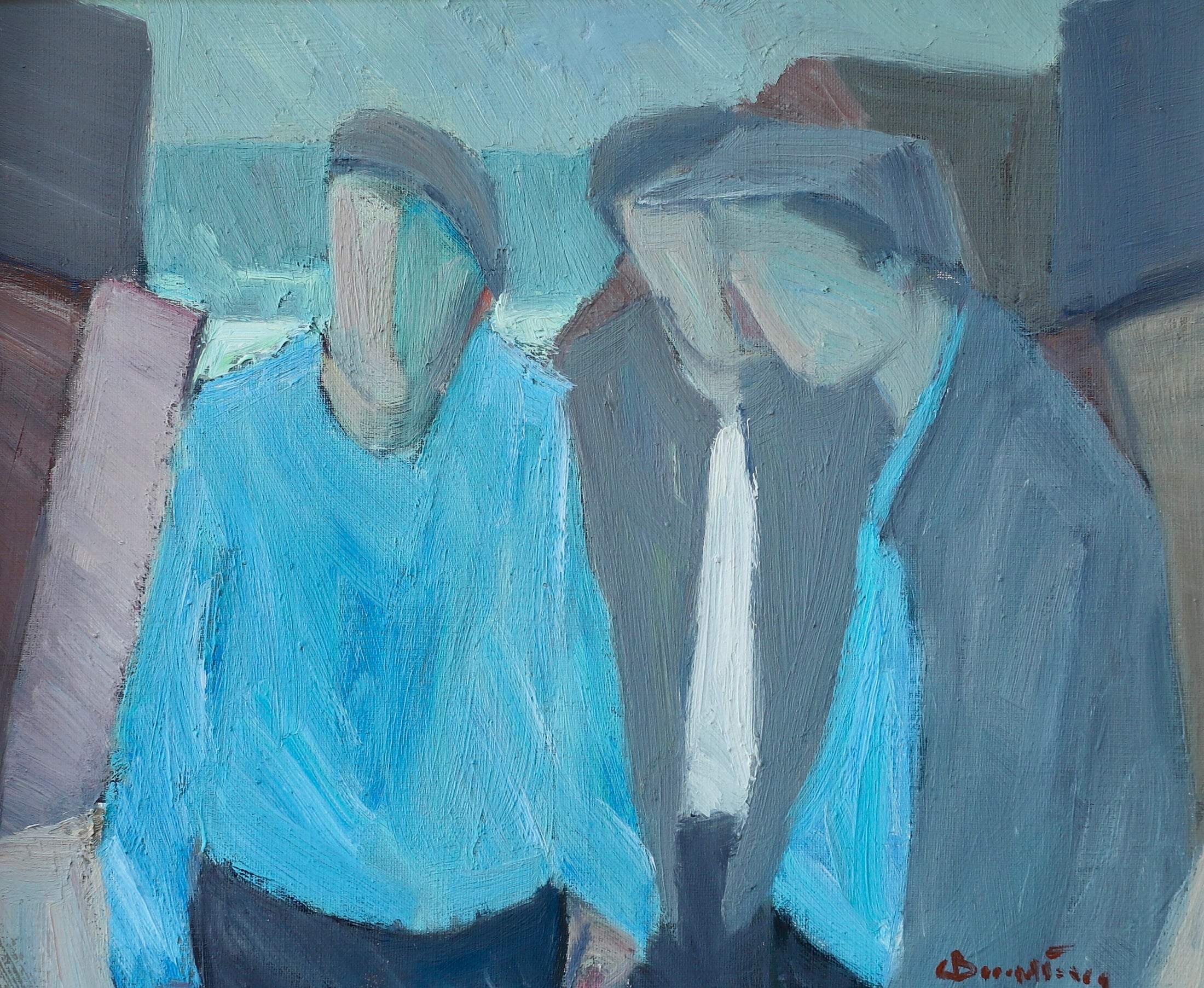 Mid Century Original Coastal Oil Painting From Sweden