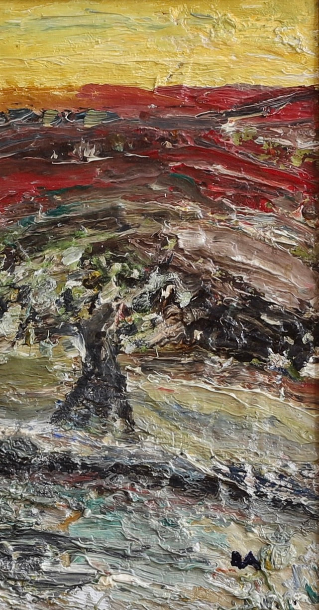 Original Vintage Abstract Landscape Oil Painting from Sweden