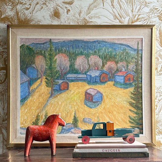 Colorful Swedish Vintage Original Landscape Oil Painting
