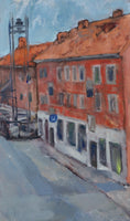 Load image into Gallery viewer, Mid Century Original Cityscape Oil Painting From Sweden
