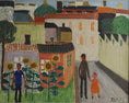 Load image into Gallery viewer, Mid Century Original Cityscape Oil Painting Sweden 1953