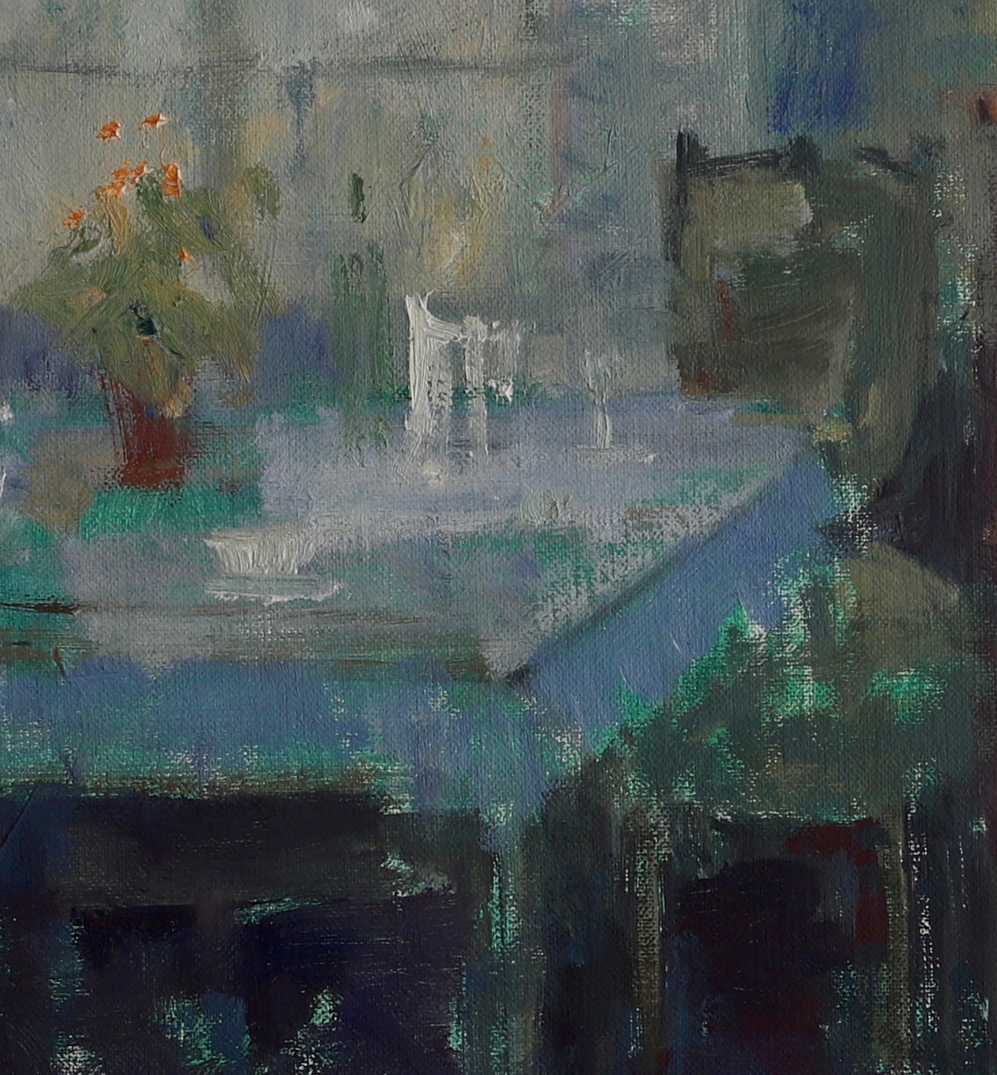 Mid Century Interior Oil Painting From Sweden