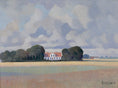 Load image into Gallery viewer, Mid Century Original Vintage Farmhouse Oil Painting from Sweden 1953
