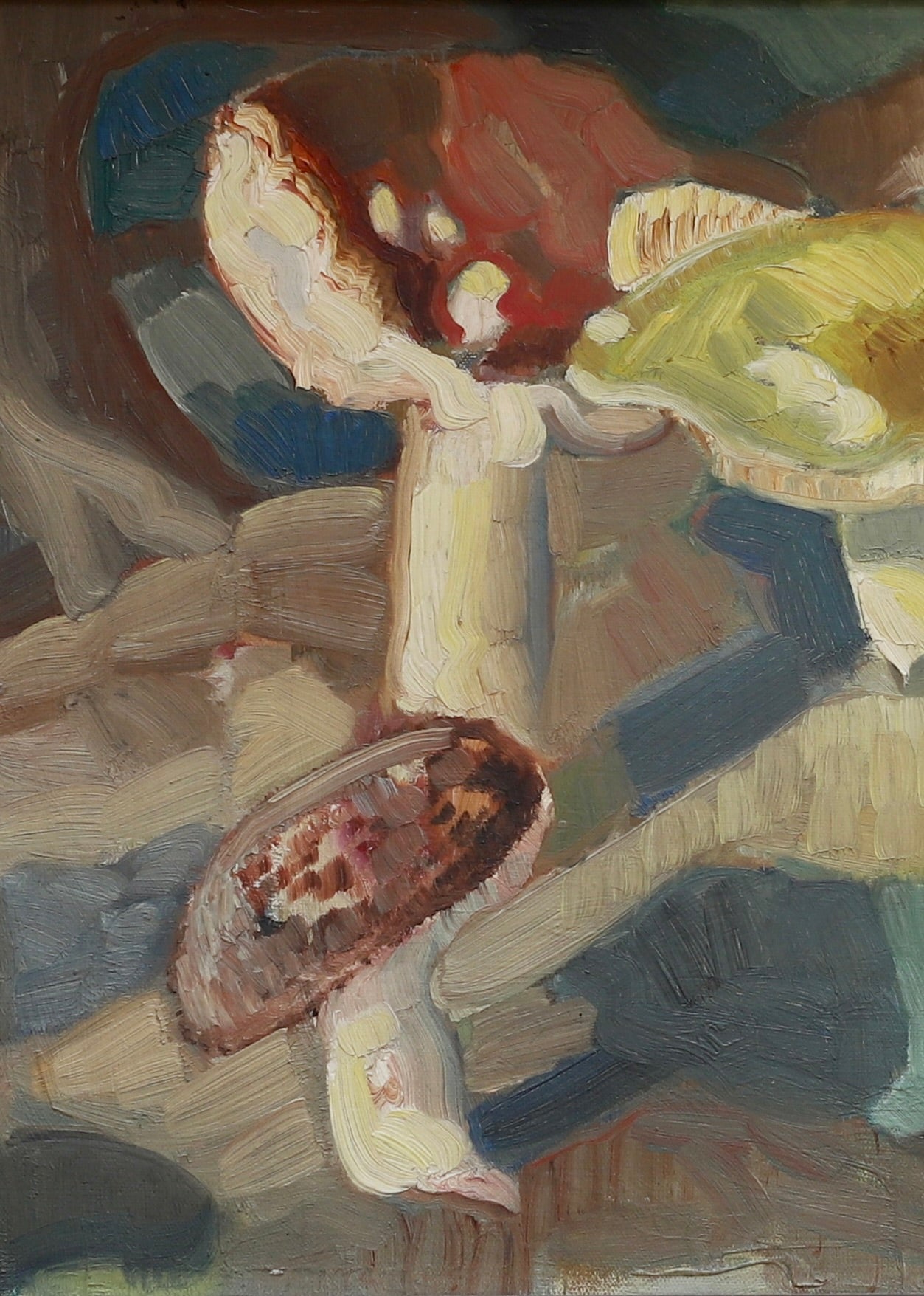 Vintage Mid Century Mushroom Oil Painting By Sweden