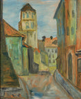 Load image into Gallery viewer, Mid Century Original Cityscape Oil Painting From Sweden 1965