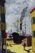 Load image into Gallery viewer, Original Vintage Art Harbor Oil Painting From Sweden