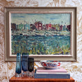 Load image into Gallery viewer, Mid Century Original Harbor Scene Oil Painting From Sweden 1948