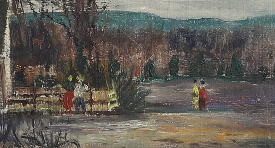 Original Vintage Farmhouse Oil Painting from Sweden 1935
