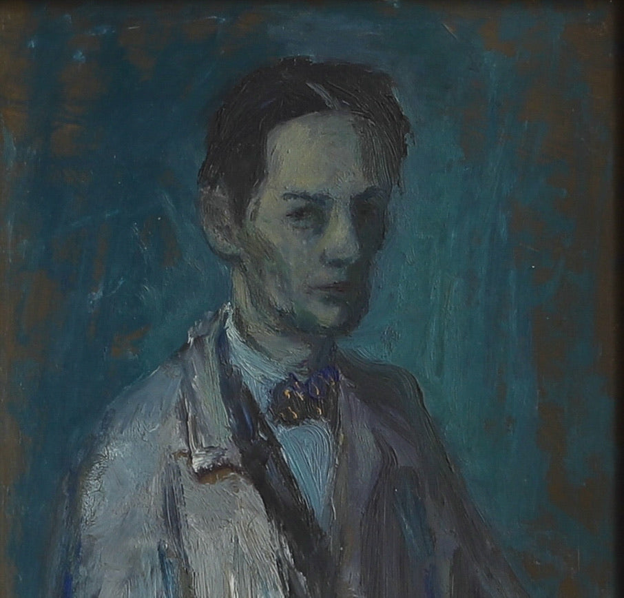 Vintage Art Room Mid Century Artist Self Portrait from Sweden